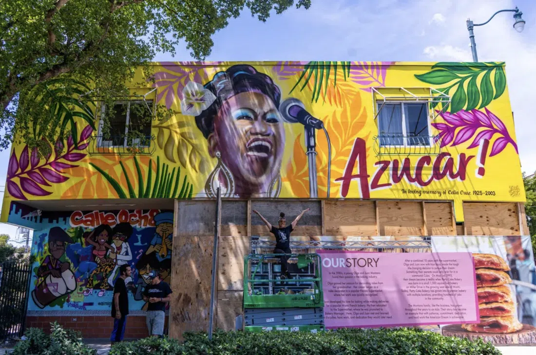 the Celia Cruz mural on Calle Ocho, SW 8th Street