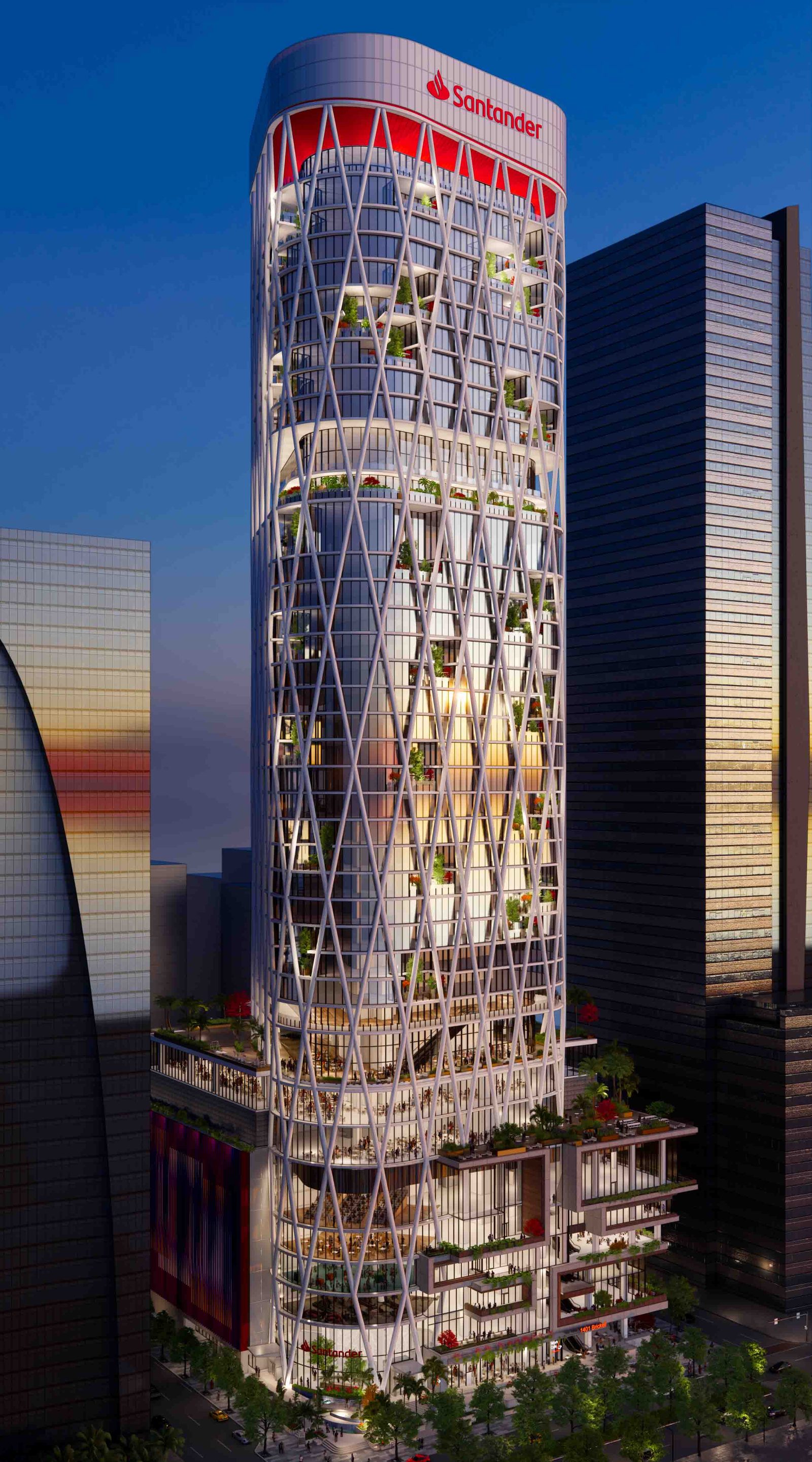 the bank towers along Brickell Avenue at street level
